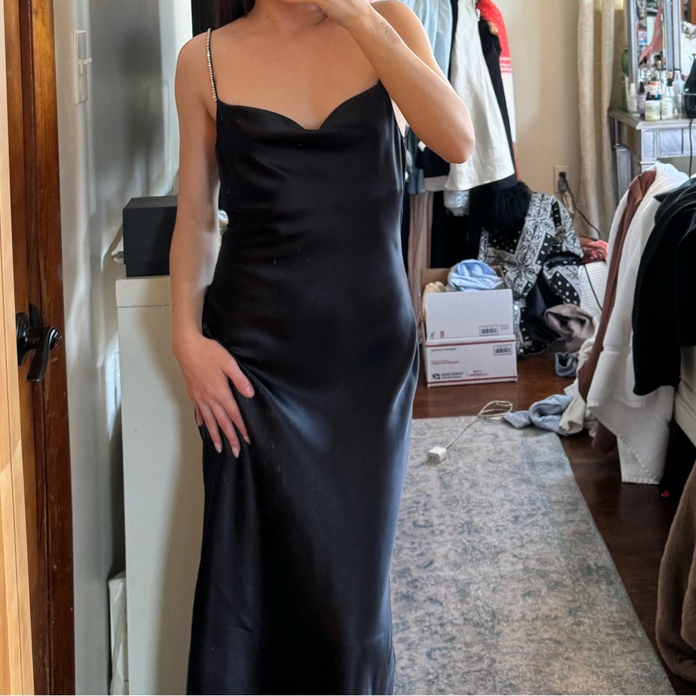 Zara black satin gown xs